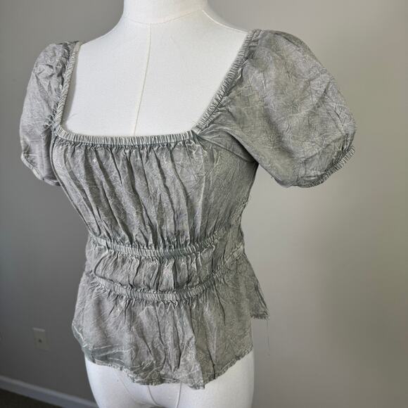 Rebellion Again Puff Sleeve Open Back Top US Women's S - Picture 2 of 8